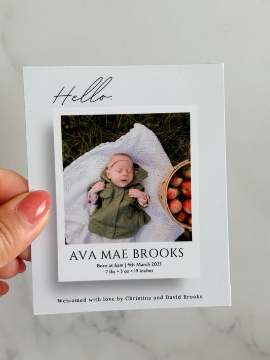Baby Announcement Magnet: Baby's First Hello