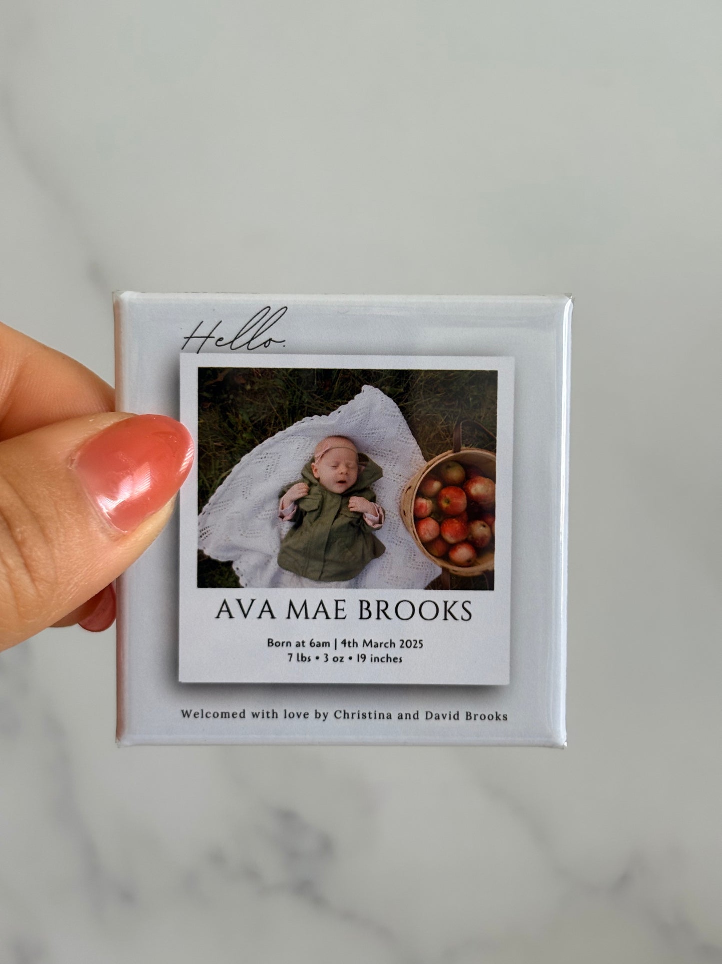 Baby Announcement Magnet: Baby's First Hello