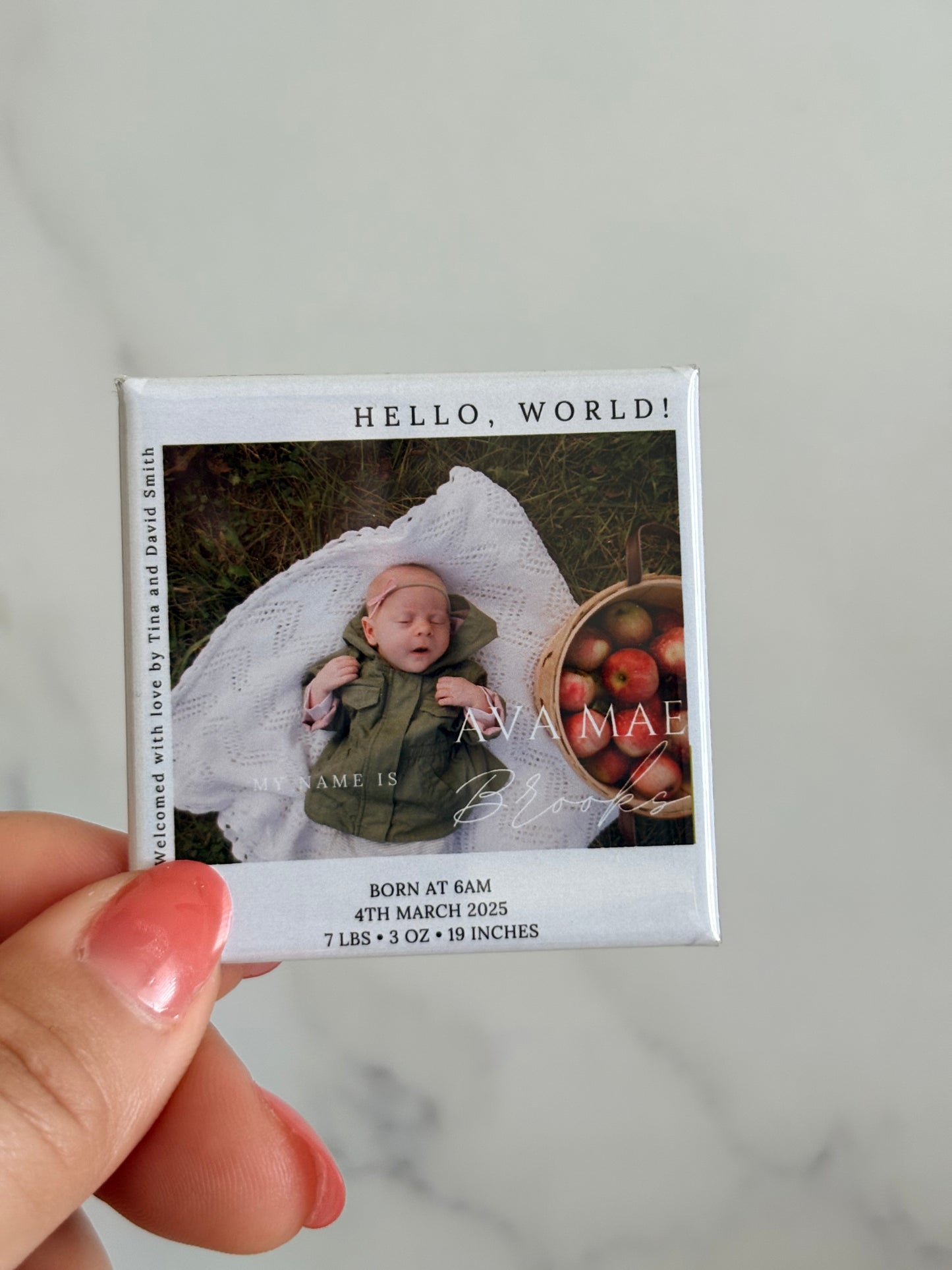 Baby Announcement Magnet: Hello, World!